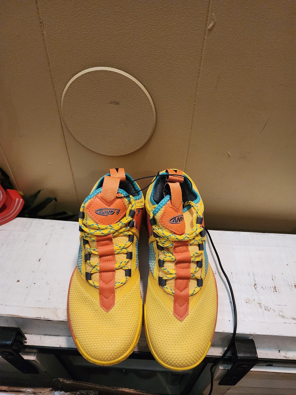 AND1 Charge Kids Basketball Athletic Sneakers Bold Yellow  with Orange Accents